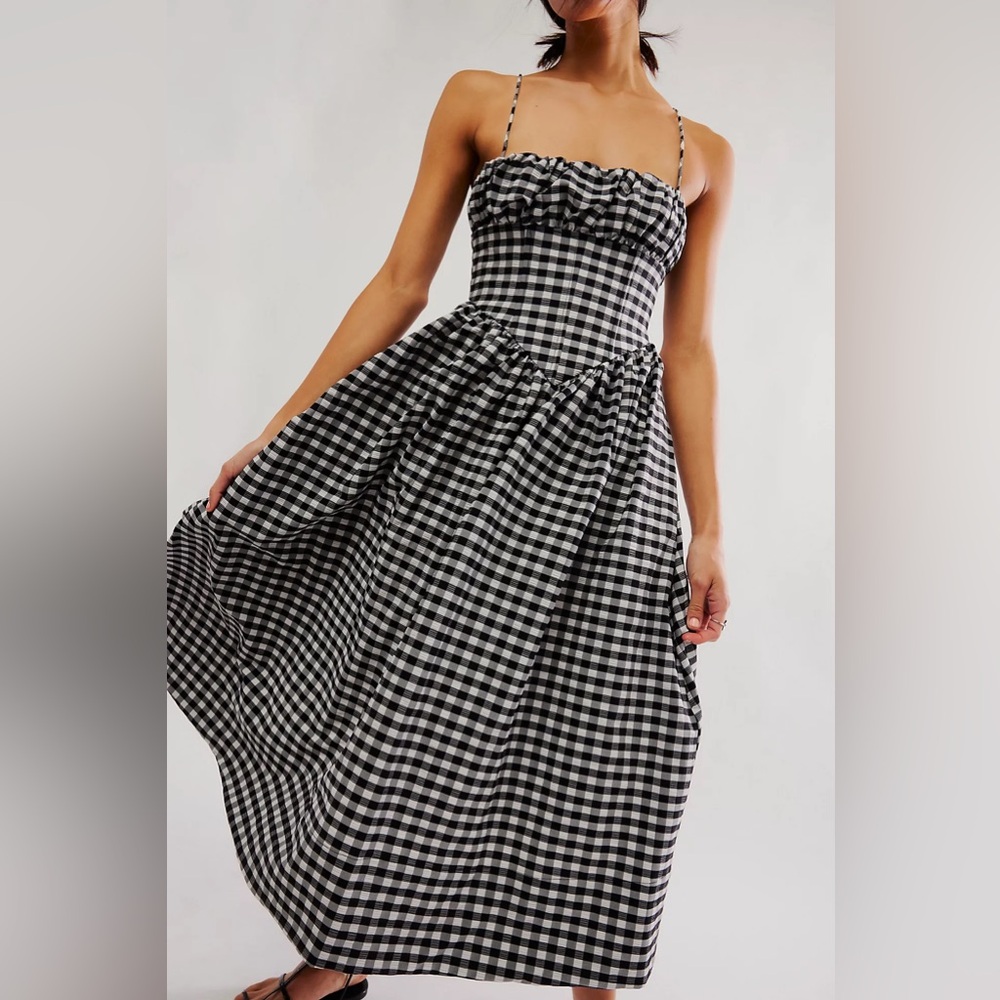 Ronny Kobo Collection Black and White Gingham Dress